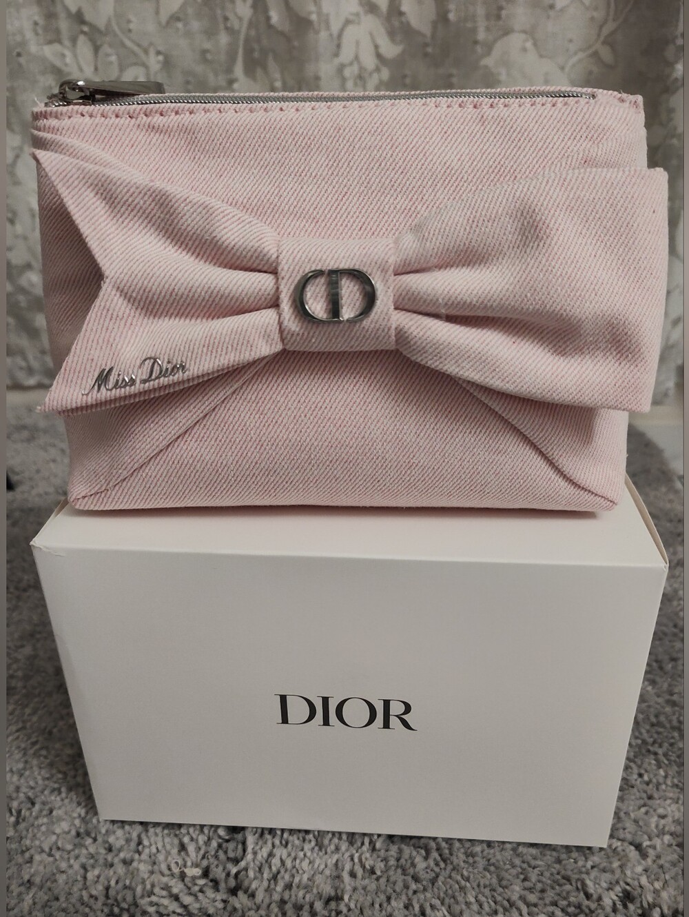Dior Pink Cosmetic Pouch With Bow